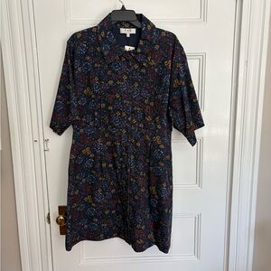 Sea New York Navy Floral Corduroy Button-Down Dress
